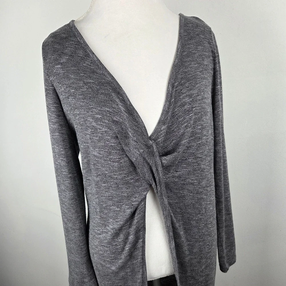 Soft Surroundings Gray Twist Front Long Sleeve Casual‎ Cardigan Sweater Duster